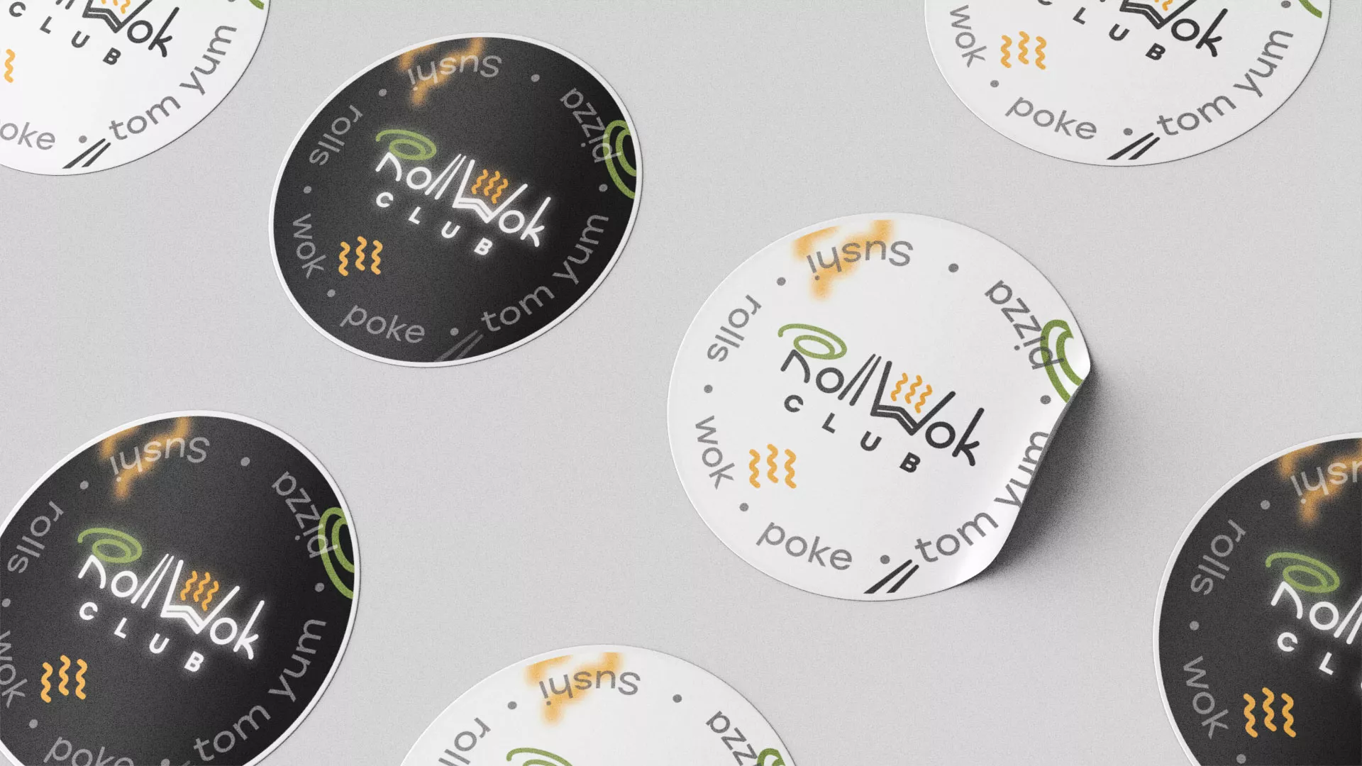 Разработка наклеек для суши-бара «Roll Wok Club» в Симферополе